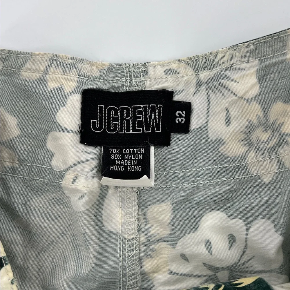 Vintage J. Crew Dark Green‎ Floral Swim Shorts beach tropical Velcro 32